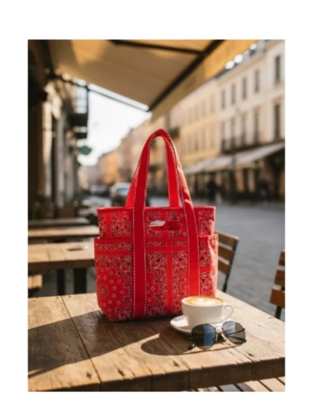 BNWT! Canvas Tote with deep POCKETS!! Red Paisley Canvas Tote with Dual Handles!